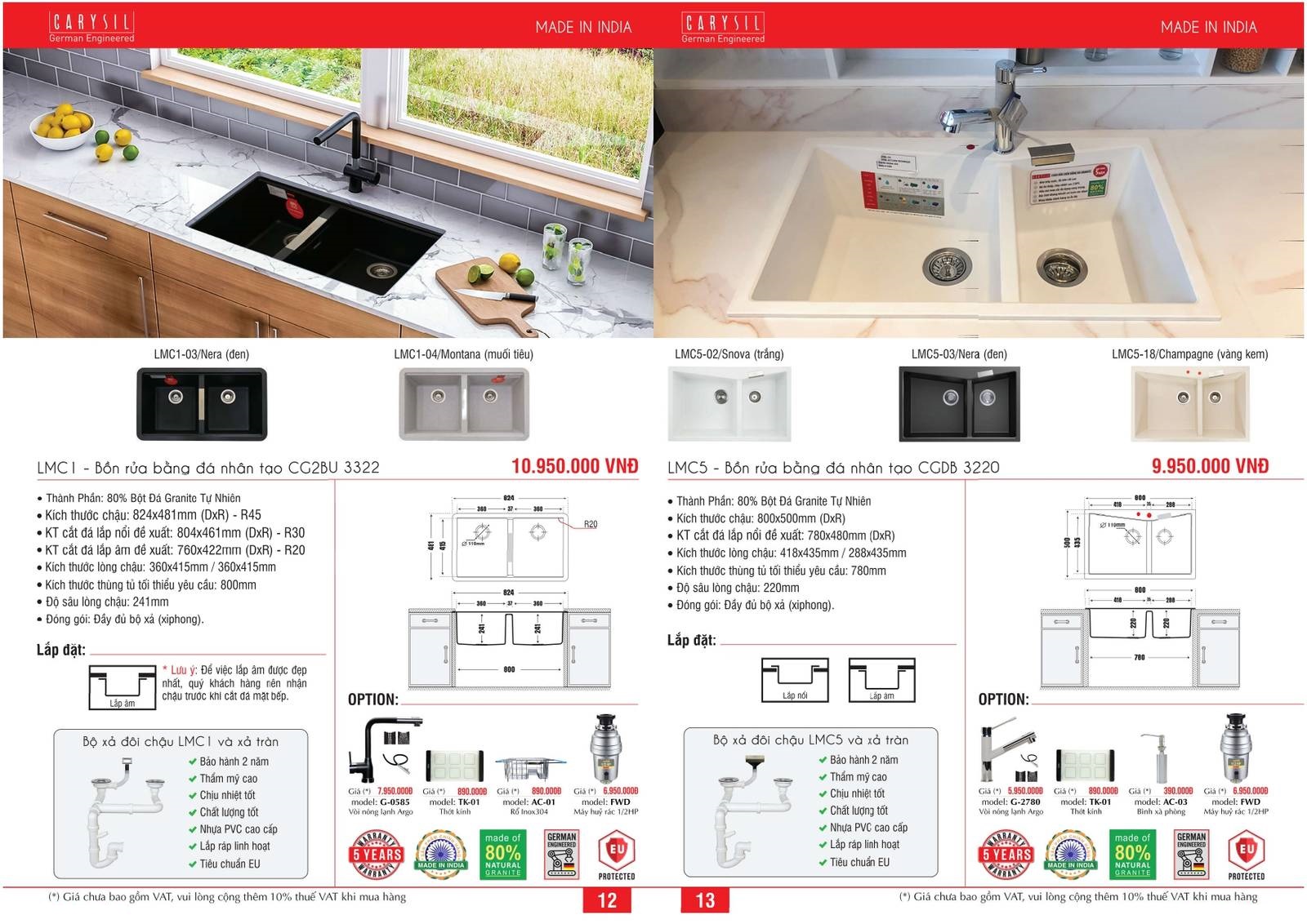 Bồn rửa chén CARYSIL Catalogue và Bảng giá mới nhất /Page 7